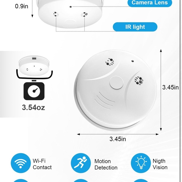 HD 1080P Wireless Hidden Camera Smoke Detector - Picture 6 of 6